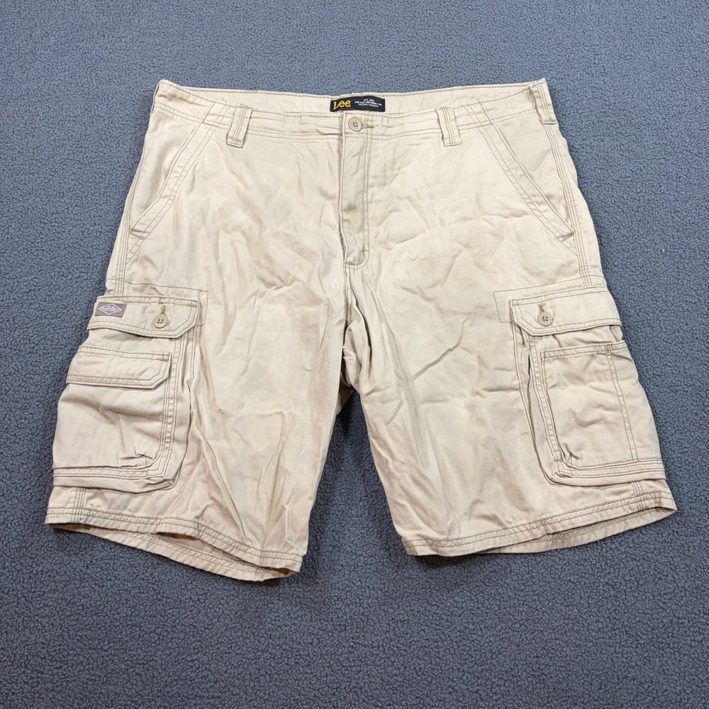 Lee Cargo Shorts Mens 40 Tan Dungaree Relaxed Fit Cotton Multi Pocket 102183322